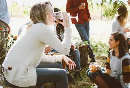 girl drinking wine