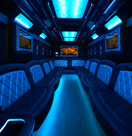 leather seating on limo bus